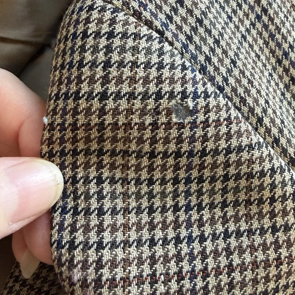 Ralph Lauren Houndstooth Lambswool Brown Tweed Blazer 46R LARP Cosplay Preppy‎
